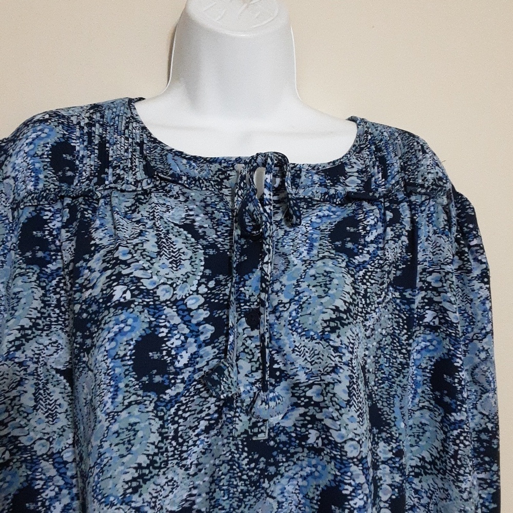 Joie Peasant blouse top Blue Patterned Women Bleu XL casual vacation office boho - Picture 3 of 12